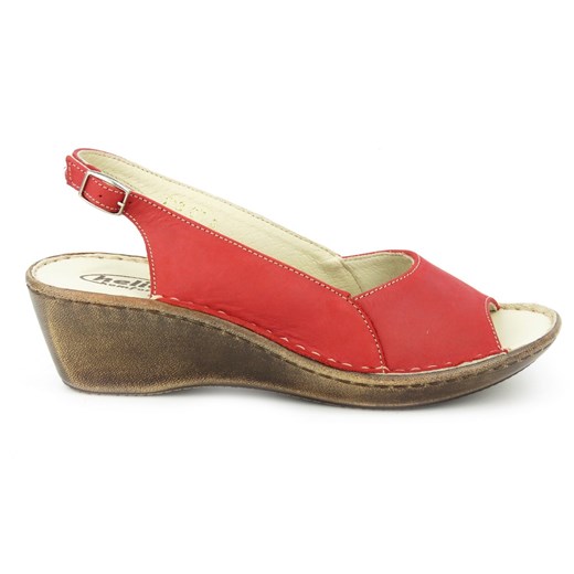 Wygodne sandały damskie ze skóry licowej - HELIOS Komfort 212, czerwone Helios Komfort 38 okazja ulubioneobuwie