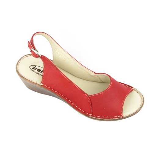 Wygodne sandały damskie ze skóry licowej - HELIOS Komfort 212, czerwone Helios Komfort 38 wyprzedaż ulubioneobuwie