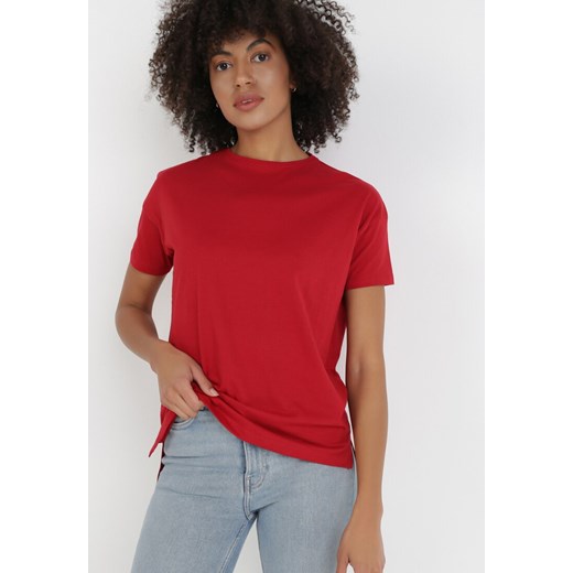 Bordowy T-shirt Anteira ze sklepu Born2be Odzież w kategorii Bluzki damskie - zdjęcie 131143084