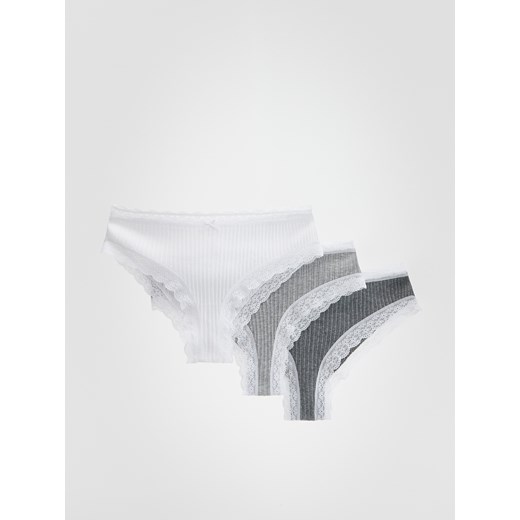 Reserved - Majtki hipsters z koronką 3 pack - Jasny szary Reserved XS Reserved