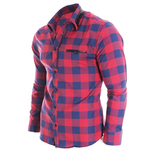 Koszula męska długi rękaw rl43 - czerwona Risardi M Risardi