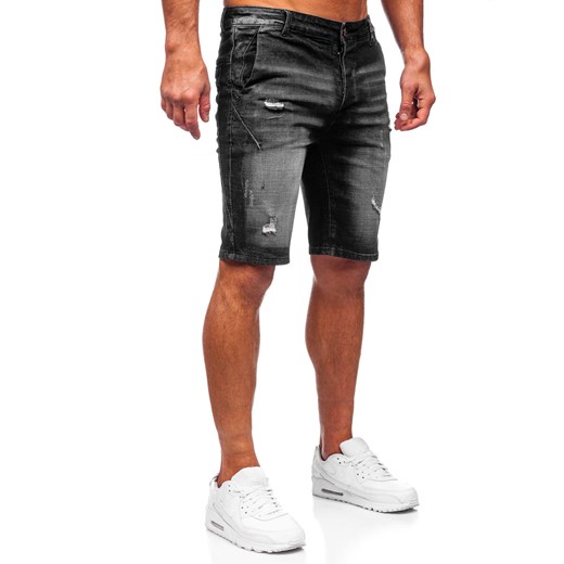 Czarne krótkie spodenki jeansowe męskie Denley MP0042N 29/S promocja Denley