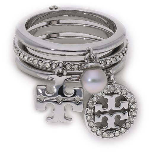 Pierścionek TORY BURCH - Miller Pave Charm Ring 76348 Tory Silver/Crystal/Pearl Tory Burch 7 eobuwie.pl