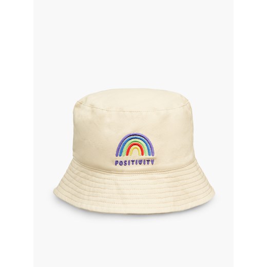 Cropp - Kapelusz bucket hat z naszywką - Beżowy Cropp Uniwersalny Cropp