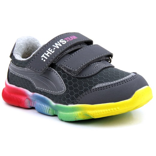 Sneakersy dziecięce z kolorową podeszwą - WEESTEP R366153031, ciemnoszare Weestep 23 ulubioneobuwie