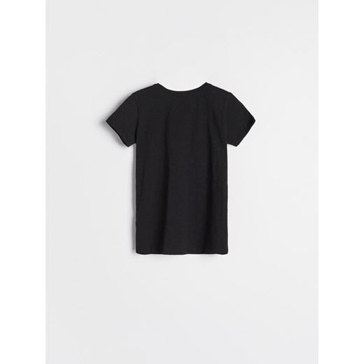 Reserved - Bawełniany t-shirt z nadrukiem - Czarny Reserved 158 Reserved