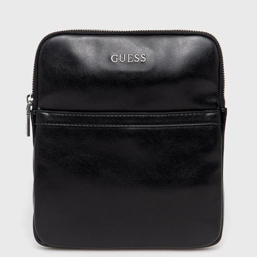 GUESS - Czarna torba męska na ramię ze srebrnym logo Guess outfit.pl