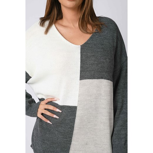 Sweter w kolorze antracytowo-białym Plus Size Company 44/46 Limango Polska promocja