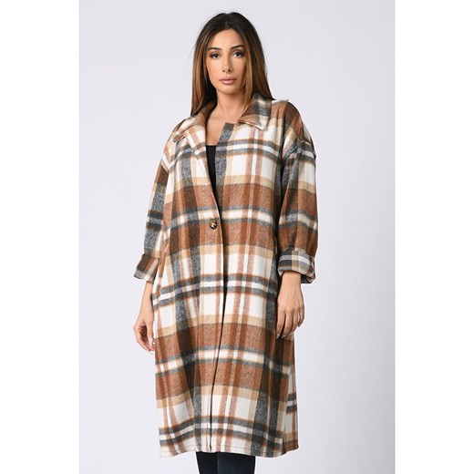 Płaszcz w kolorze jasnobrązowym Plus Size Company 52/54 okazja Limango Polska