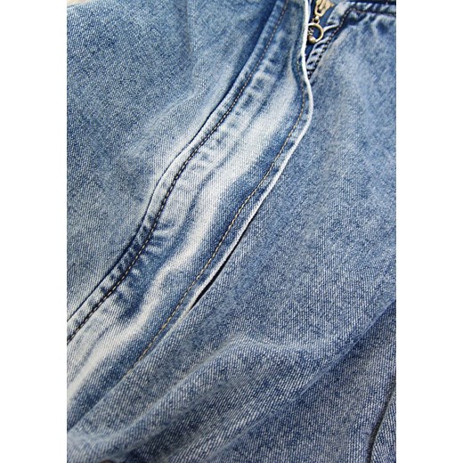 Długa jeansowa damska kurtka z kapturem niebieska (c122) ze sklepu goodlookin.pl w kategorii Kurtki damskie - zdjęcie 131437310