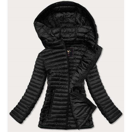 Pikowana kurtka z kapturem czarna (7218big) ze sklepu goodlookin.pl w kategorii Kurtki damskie - zdjęcie 131437863