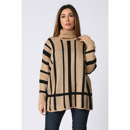 Golf "Sia" w kolorze beżowo-czarnym Plus Size Company 40/42 okazja Limango Polska