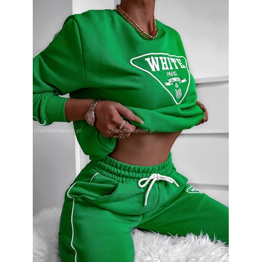 Komplet dresowy w kolorze zielonym z białą kamizelką N252 By Love Me XS/S Charlotte Fashion