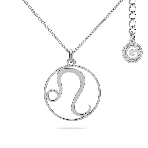 Srebrny naszyjnik znak zodiaku lew, srebro 925 : Srebro - kolor pokrycia - Giorre 45 + 5 cm GIORRE