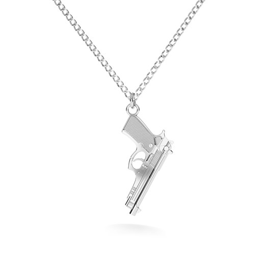 Srebrny naszyjnik pistolet duża beretta 925 : Długość (cm) - 50, Srebro - kolor Giorre 70 GIORRE