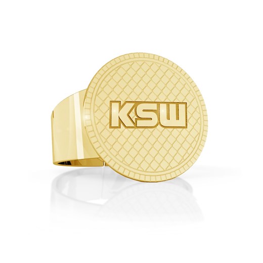Okrągły sygnet z logo KSW, srebro 925 : Srebro - kolor pokrycia - Pokrycie Giorre nie mniejszy niż 26 (średnica 21 mm) GIORRE