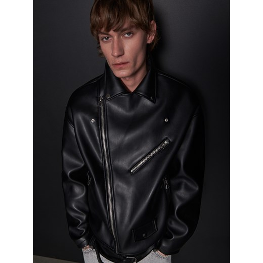 Reserved - Oversizowa Kurtka biker - Czarny Reserved S Reserved