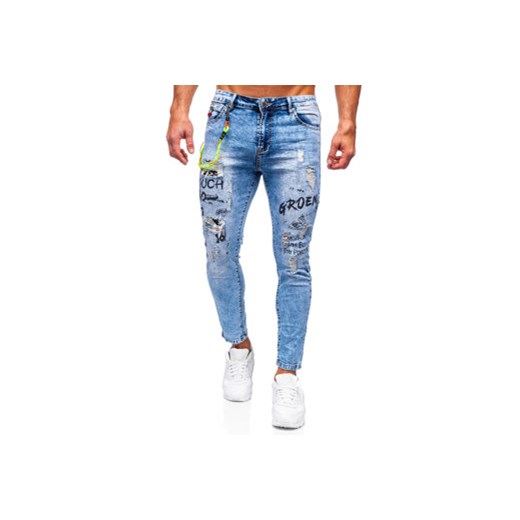 Niebieskie spodnie jeansowe męskie Denley TF150 33/L promocja Denley