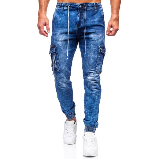 Granatowe spodnie jeansowe bojówki męskie Denley TF131 XL okazja Denley