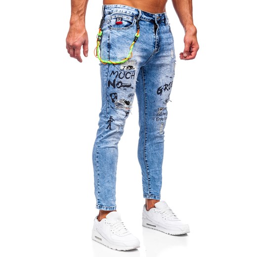 Niebieskie spodnie jeansowe męskie Denley TF150 32/M promocja Denley