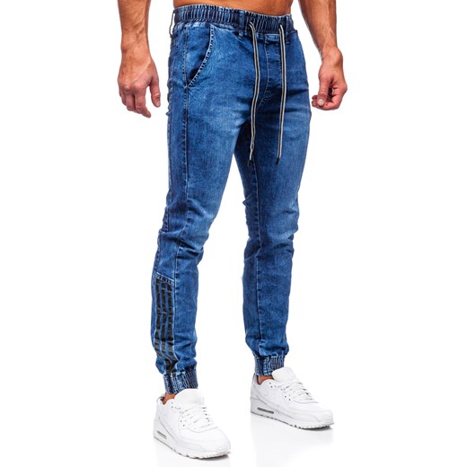 Granatowe spodnie jeansowe joggery męskie Denley TF207 2XL Denley promocyjna cena