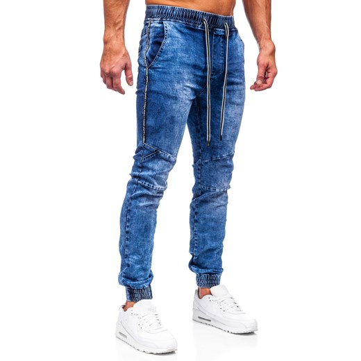 Granatowe joggery spodnie jeansowe męskie Denley TF127 2XL okazja Denley