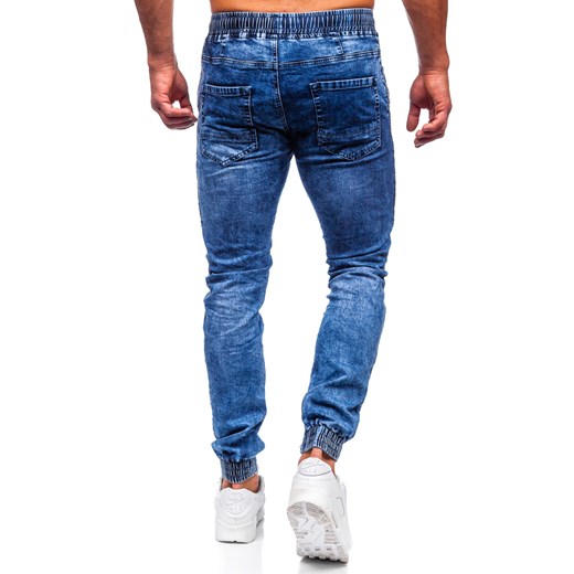 Granatowe joggery spodnie jeansowe męskie Denley TF127 M promocja Denley