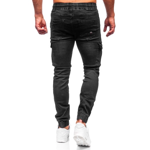 Czarne spodnie jeansowe joggery bojówki męskie Denley TF168 M wyprzedaż Denley