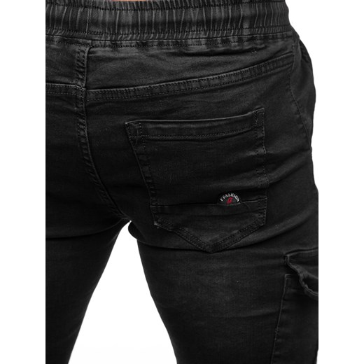 Czarne spodnie jeansowe joggery bojówki męskie Denley TF168 2XL wyprzedaż Denley