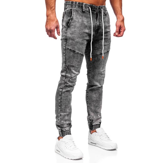 Czarne joggery spodnie jeansowe męskie Denley TF124 2XL promocja Denley