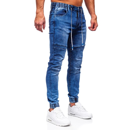 Granatowe joggery spodnie jeansowe męskie Denley TF132 S okazja Denley
