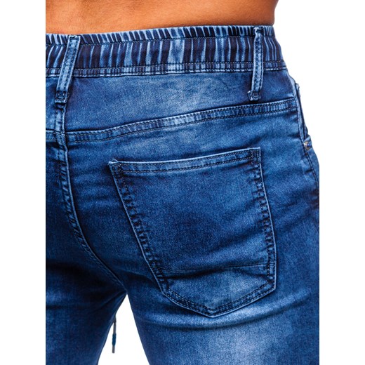Granatowe joggery spodnie jeansowe męskie Denley TF132 L okazyjna cena Denley