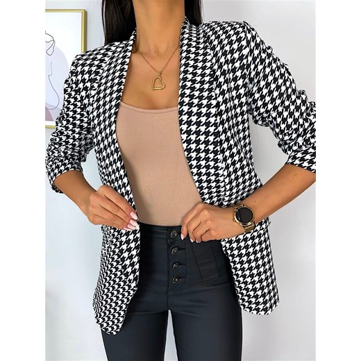 Czarno-Biała Marynarka w Pepitkę 7414-99 Modnakiecka.pl 44 ModnaKiecka.pl