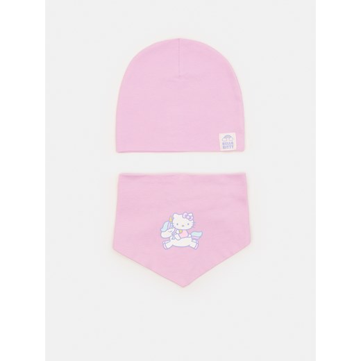 Sinsay - Komplet: czapka i chustka Hello Kitty - Fioletowy Sinsay 6-9 miesięcy Sinsay