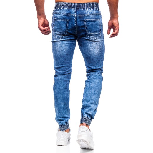 Granatowe spodnie jeansowe joggery bojówki męskie Denley TF143 2XL okazja Denley