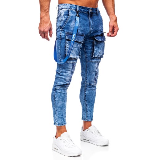 Granatowe spodnie bojówki jeansowe męskie Denley TF145 36/XL wyprzedaż Denley