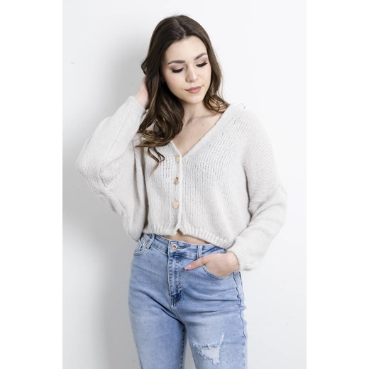 SWETER KARDIGAN ZAPINANY NA GUZIKI- SZARY Olika uniwersalny olika.com.pl