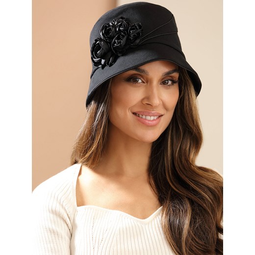 Czarny kapelusz z aplikacją 3D L'AF Pifi Uniwersalny Eye For Fashion