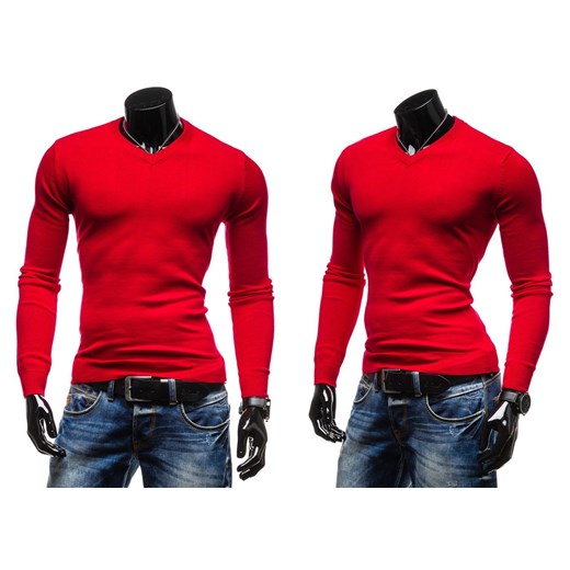 Sweter męski GLO-STORY 5987 czerwony - CZERWONY denley-pl czerwony jesień