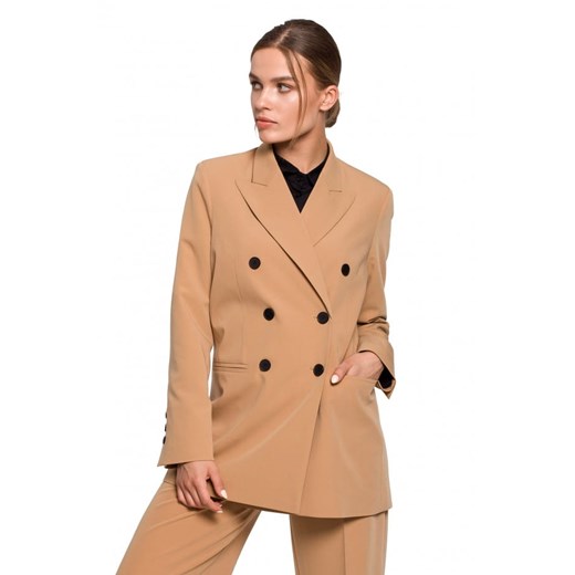 Żakiet dwurzędowy - kamelowy Style 42 (XL) okazyjna cena Jesteś Modna