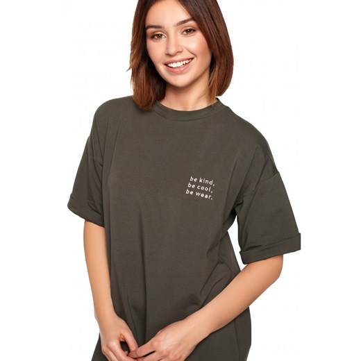 Sukienka T-shirtowa - militarna zieleń Be 44 (XXL) wyprzedaż Jesteś Modna