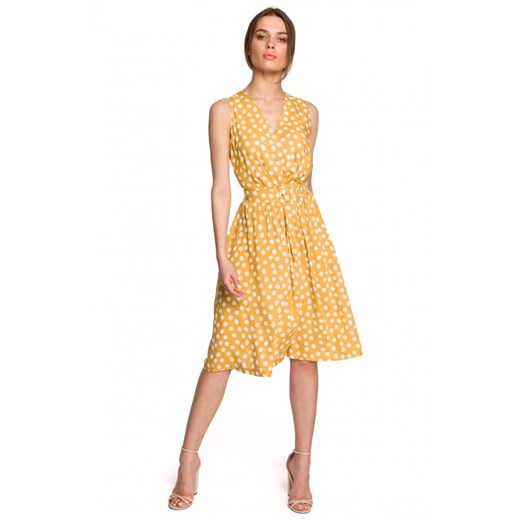 Sukienka bez rękawów z paskiem - żółta Style 42 (XL) Jesteś Modna promocja