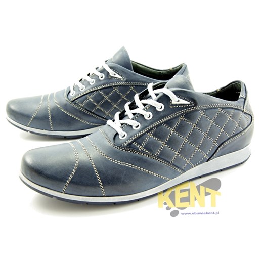 KENT 510K GRANATOWE - Skórzane buty męskie sportowa elegancja sklep-obuwniczy-kent szary naturalne