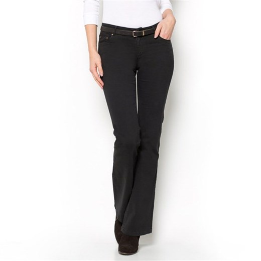 Spodnie rozszerzane (bootcut) la-redoute-pl czarny elastan