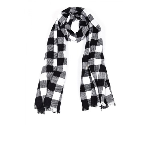 Checkered scarf terranova czarny flanelowe