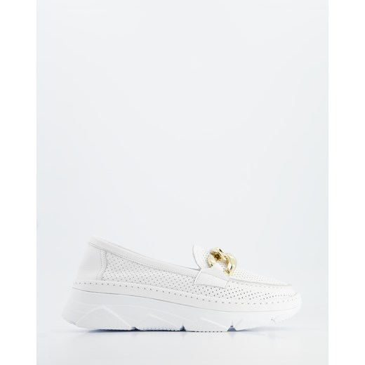 VENEZIA Białe mokasyny z łańcuchem - 0066100 WHITE Venezia 38 Venezia