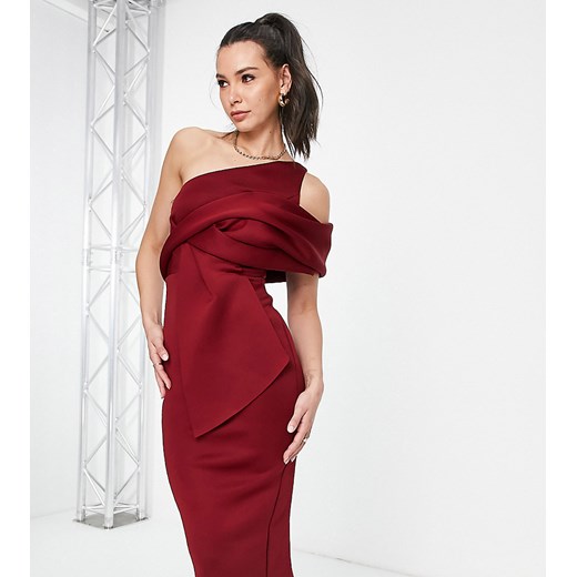 ASOS DESIGN Tall – Rdzawa ołówkowa sukienka midi na jedno ramię-Czerwony 34 Asos Poland