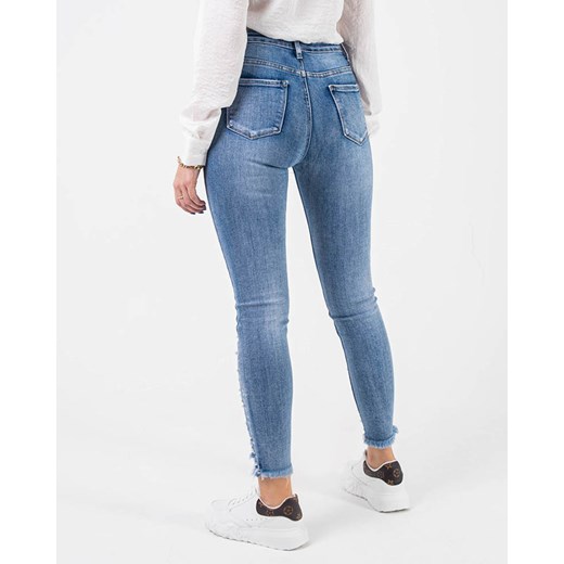 Niebieskie jeansy damskie rurki z perełkami - Odzież Royalfashion.pl XS - 34 royalfashion.pl