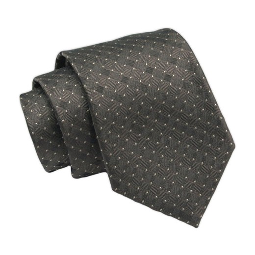 Klasyczny Krawat, Brązowy w Kratkę, Męski, 7cm -Angelo di Monti KRADM1867 ze sklepu JegoSzafa.pl w kategorii Krawaty - zdjęcie 132006903