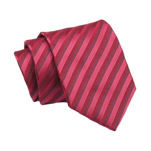 Klasyczny Krawat, Czerwono-Bordowy w Paski, Prążki, Męski, 7cm -Angelo di Monti KRADM1888 ze sklepu JegoSzafa.pl w kategorii Krawaty - zdjęcie 132006911